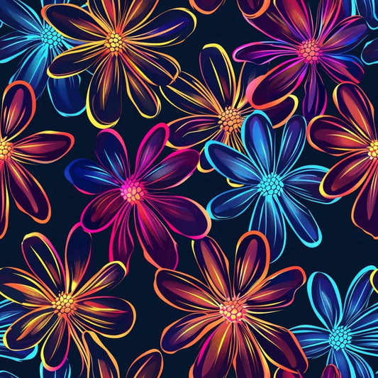 Neon Daisy Pattern 10 Quilting Cotton Fabric