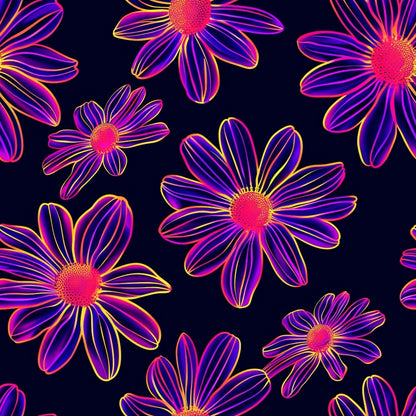 Neon Daisy Pattern 13 Quilting Cotton Fabric