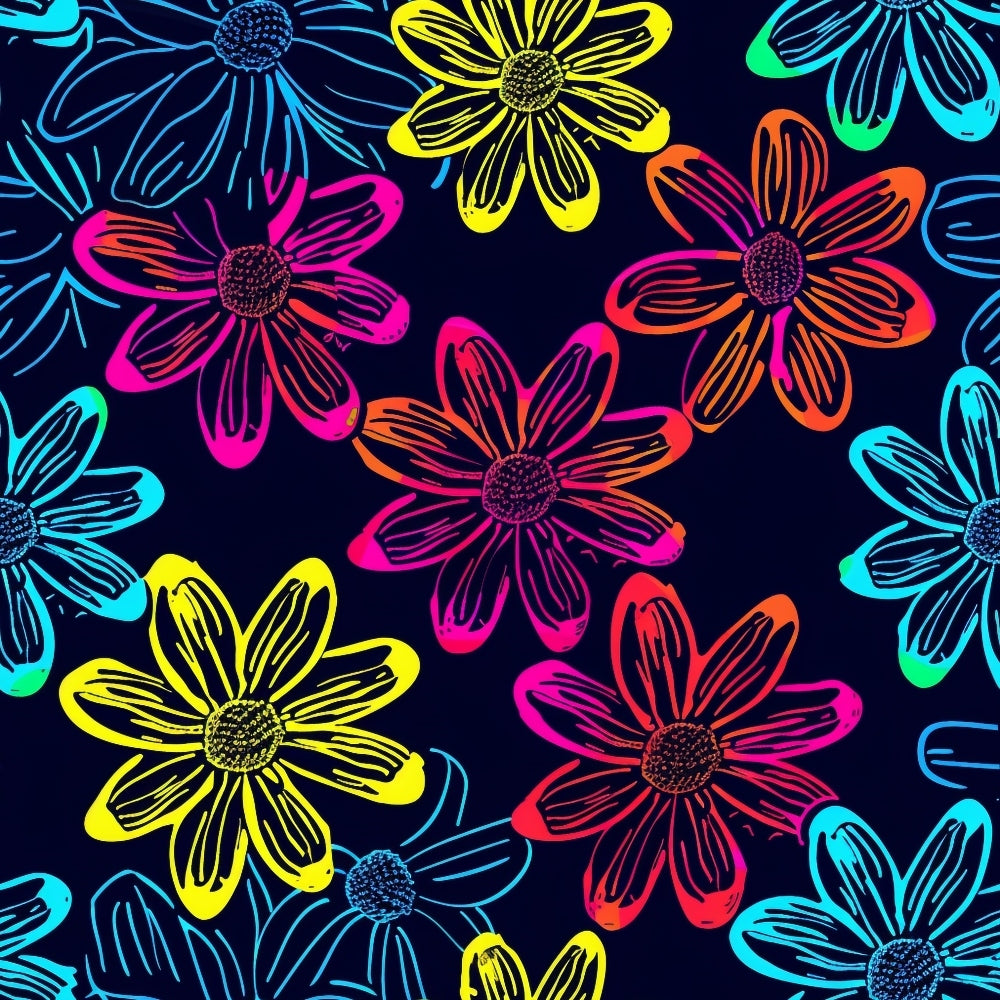 Neon Daisy Pattern 16 Quilting Cotton Fabric