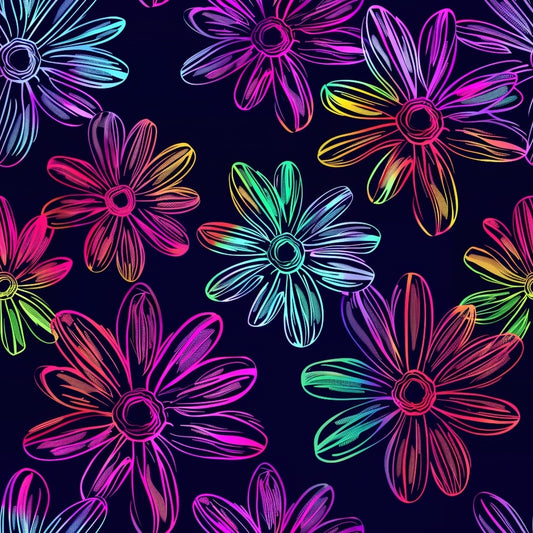 Neon Daisy Pattern 17 Quilting Cotton Fabric