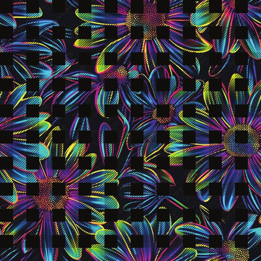 Neon Daisy Pattern 25 Quilting Cotton Fabric