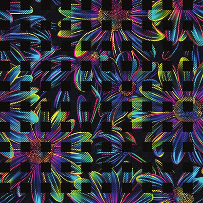 Neon Daisy Pattern 25 Quilting Cotton Fabric