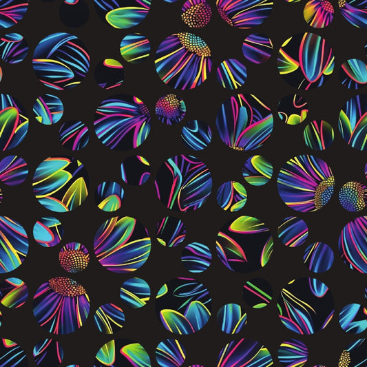 Neon Daisy Pattern 36 Quilting Cotton Fabric