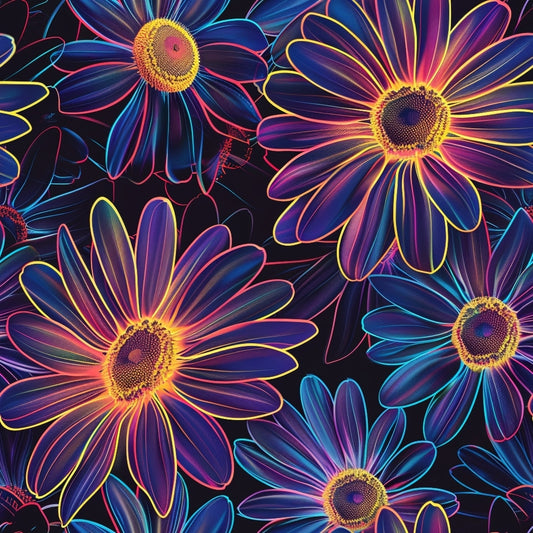 Neon Daisy Pattern 4 Quilting Cotton Fabric