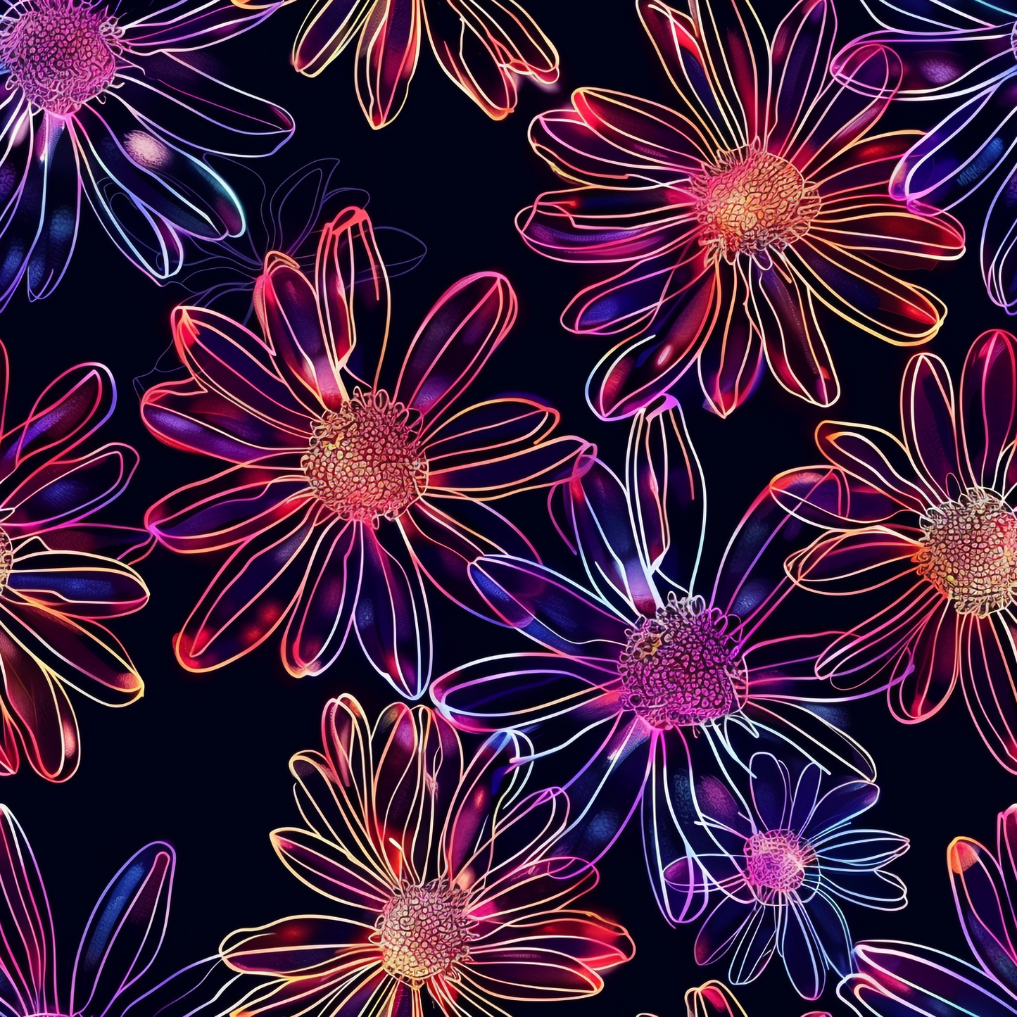 Neon Daisy Pattern 8 Quilting Cotton Fabric