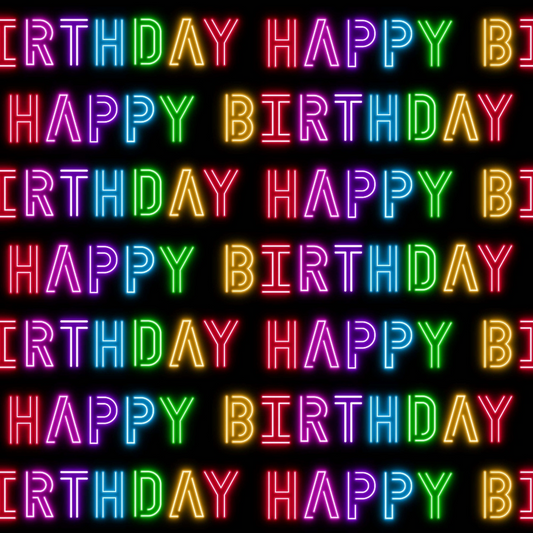 Neon Happy Birthday Quilting Cotton Fabric