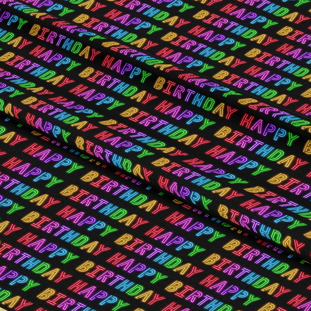 Neon Happy Birthday Quilting Cotton Fabric