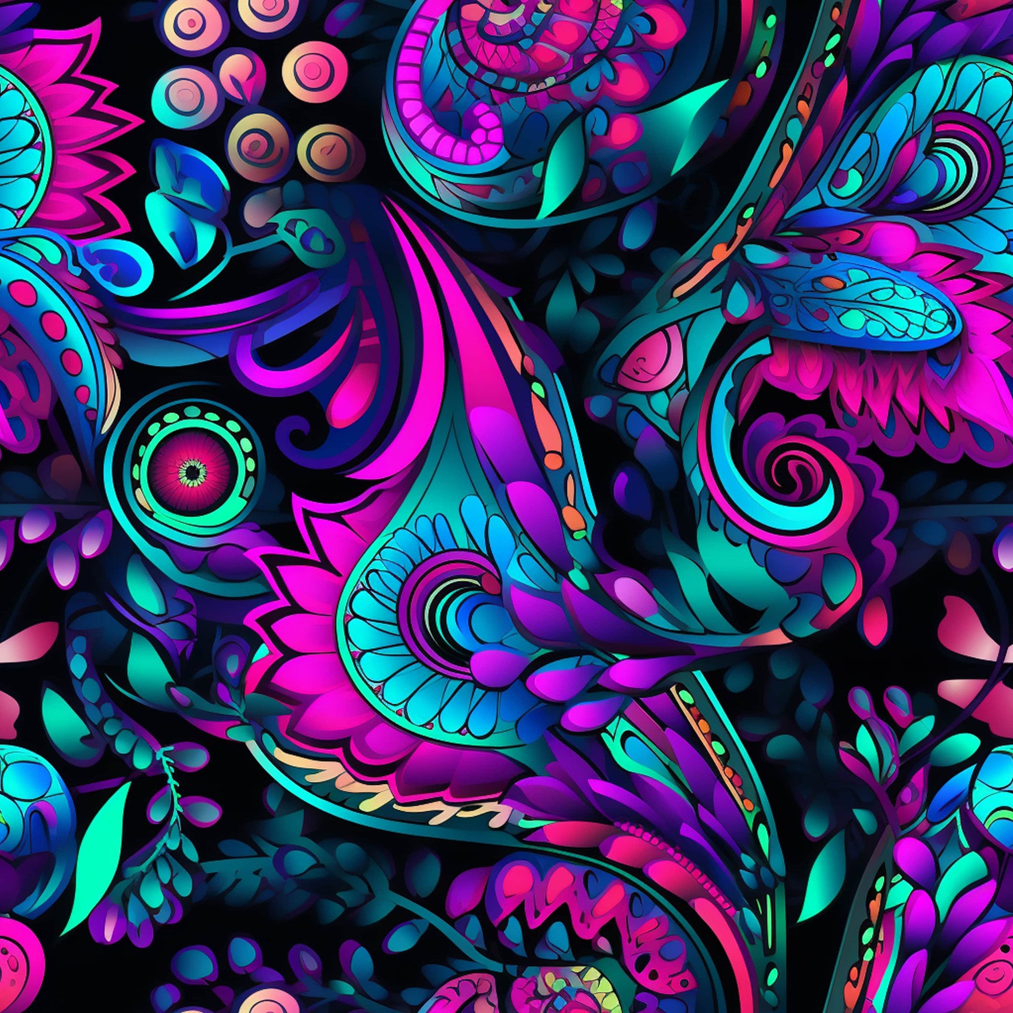 Neon Paisley Pattern 10 Quilting Cotton Fabric – FabricMegaStore.com