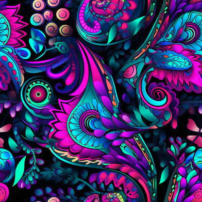 Neon Paisley Pattern 10 Quilting Cotton Fabric