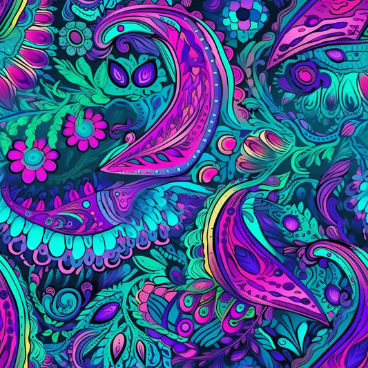 Neon Paisley Pattern 11 Quilting Cotton Fabric