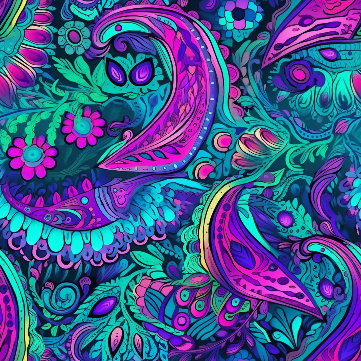 Neon Paisley Pattern 11 Quilting Cotton Fabric