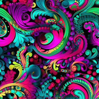 Neon Paisley Pattern 12 Quilting Cotton Fabric