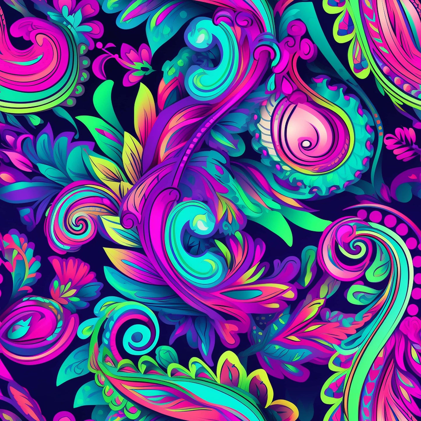 Neon Paisley Pattern 13 Quilting Cotton Fabric