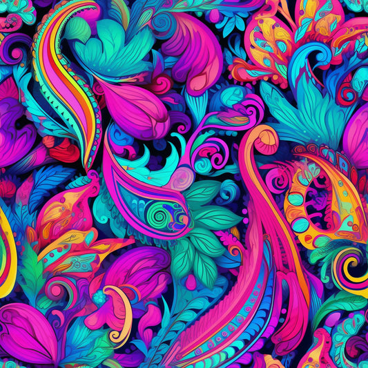 Neon Paisley Pattern 14 Quilting Cotton Fabric