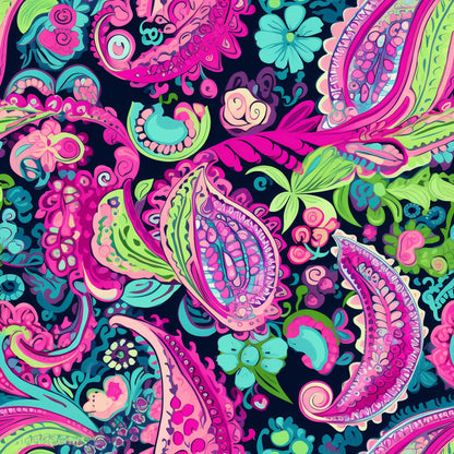 Neon Paisley Pattern 16 Quilting Cotton Fabric
