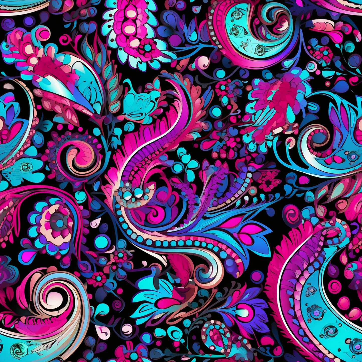 Neon Paisley Pattern 17 Quilting Cotton Fabric