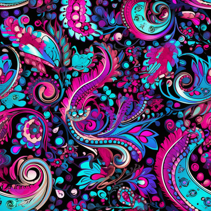 Neon Paisley Pattern 17 Quilting Cotton Fabric