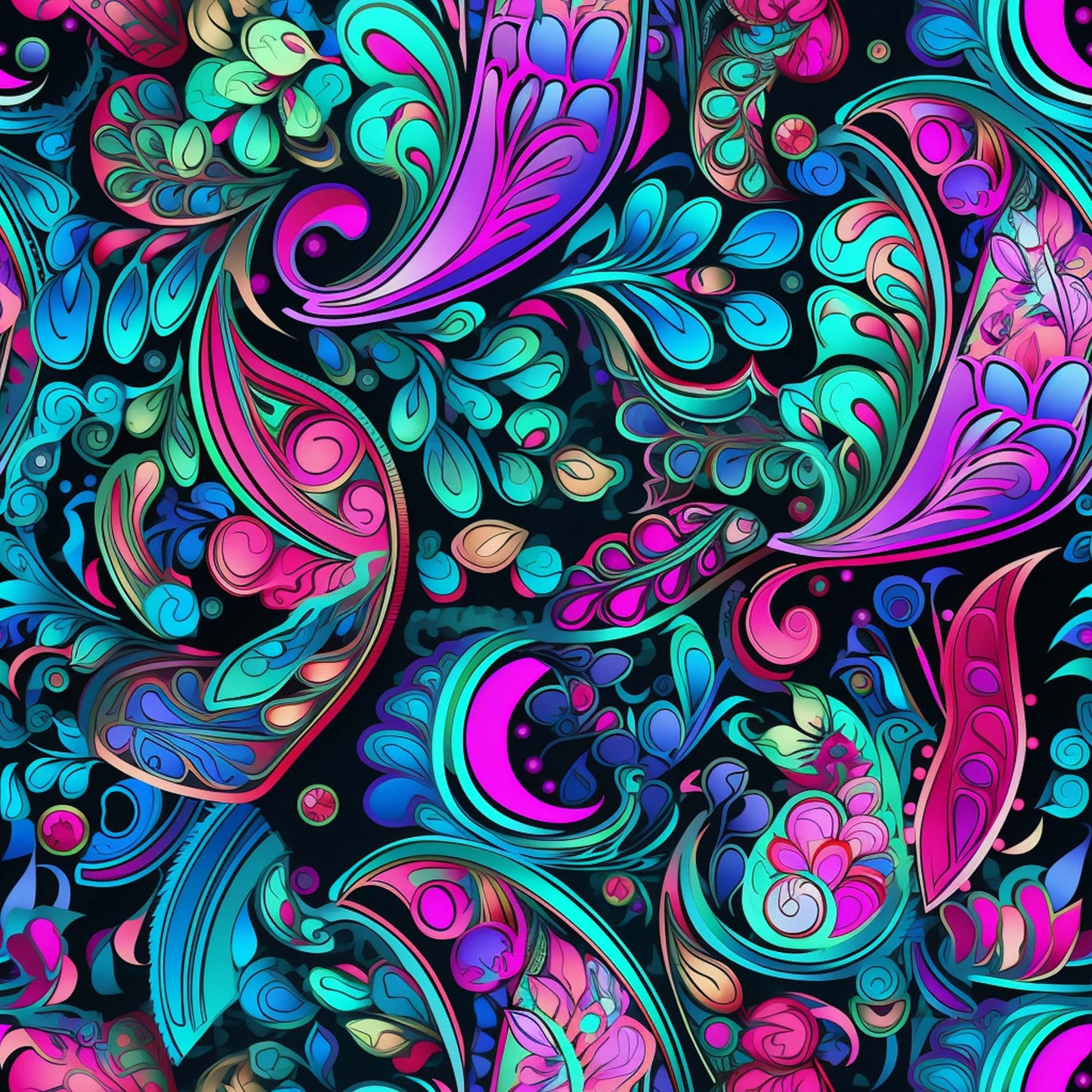 Neon Paisley Pattern 18 Quilting Cotton Fabric