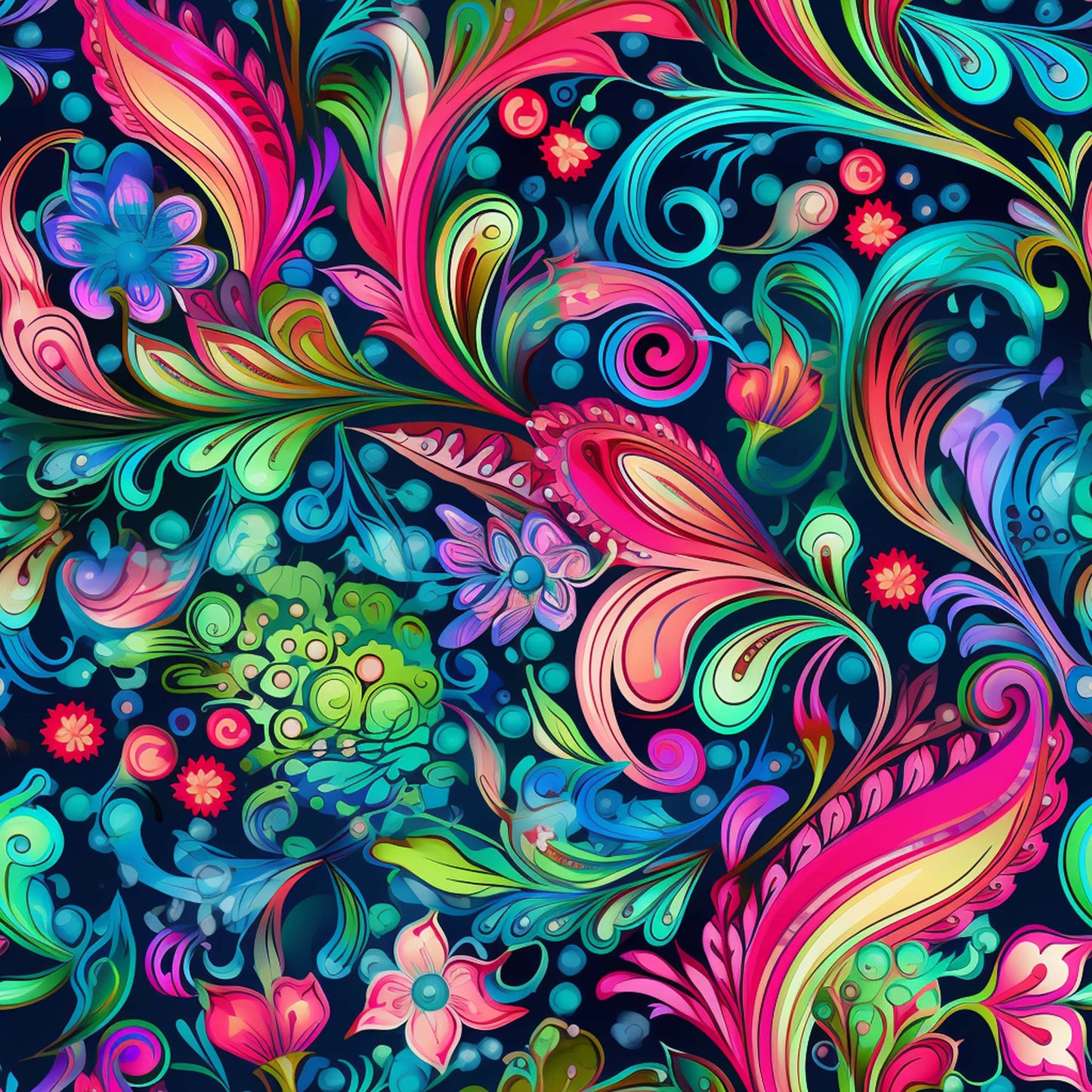 Neon Paisley Pattern 19 Quilting Cotton Fabric