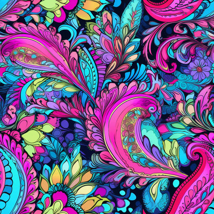 Neon Paisley Pattern 20 Quilting Cotton Fabric