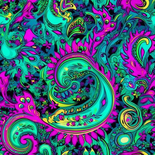 Neon Paisley Pattern 6 Quilting Cotton Fabric