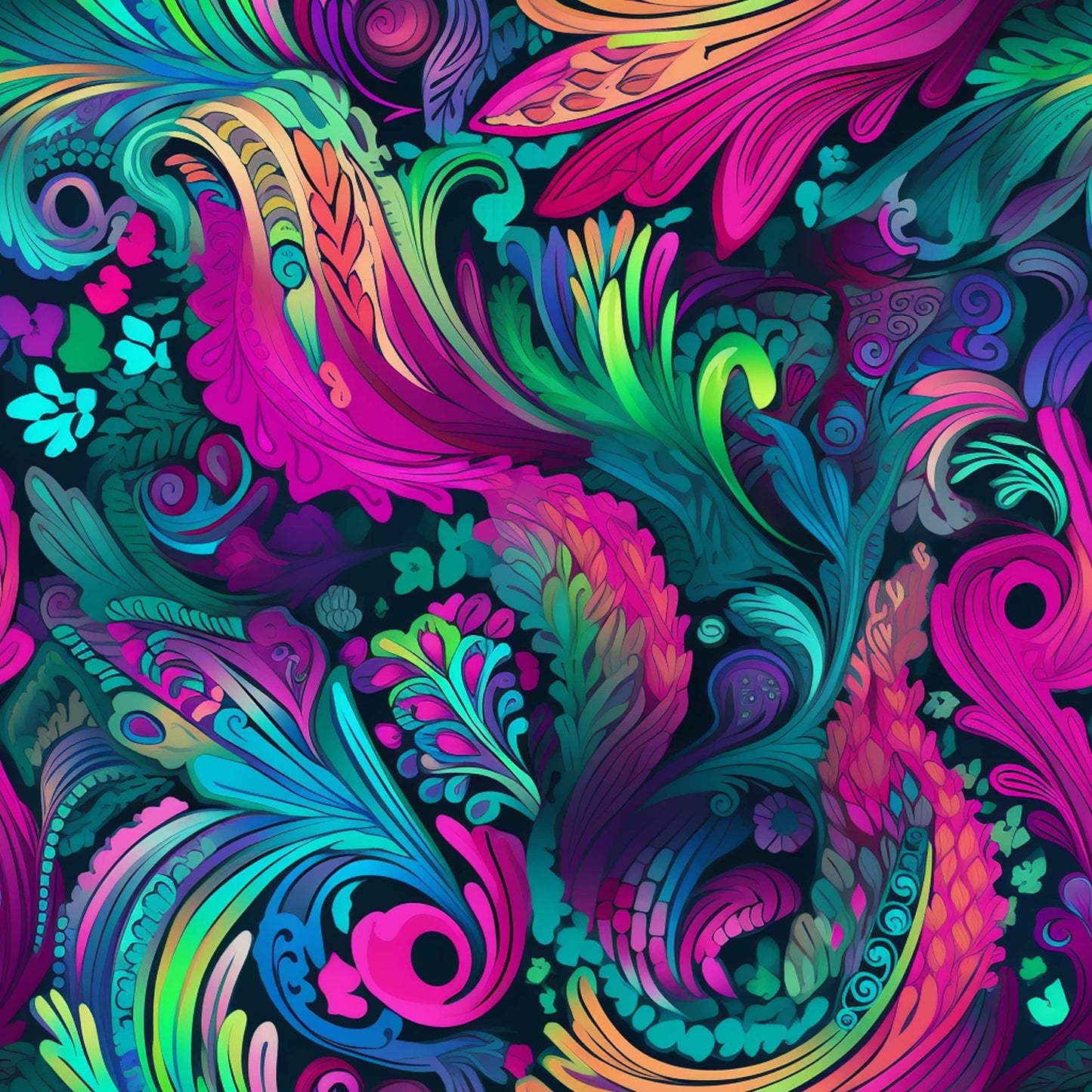 Neon Paisley Pattern 7 Quilting Cotton Fabric