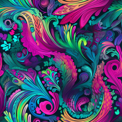 Neon Paisley Pattern 7 Quilting Cotton Fabric