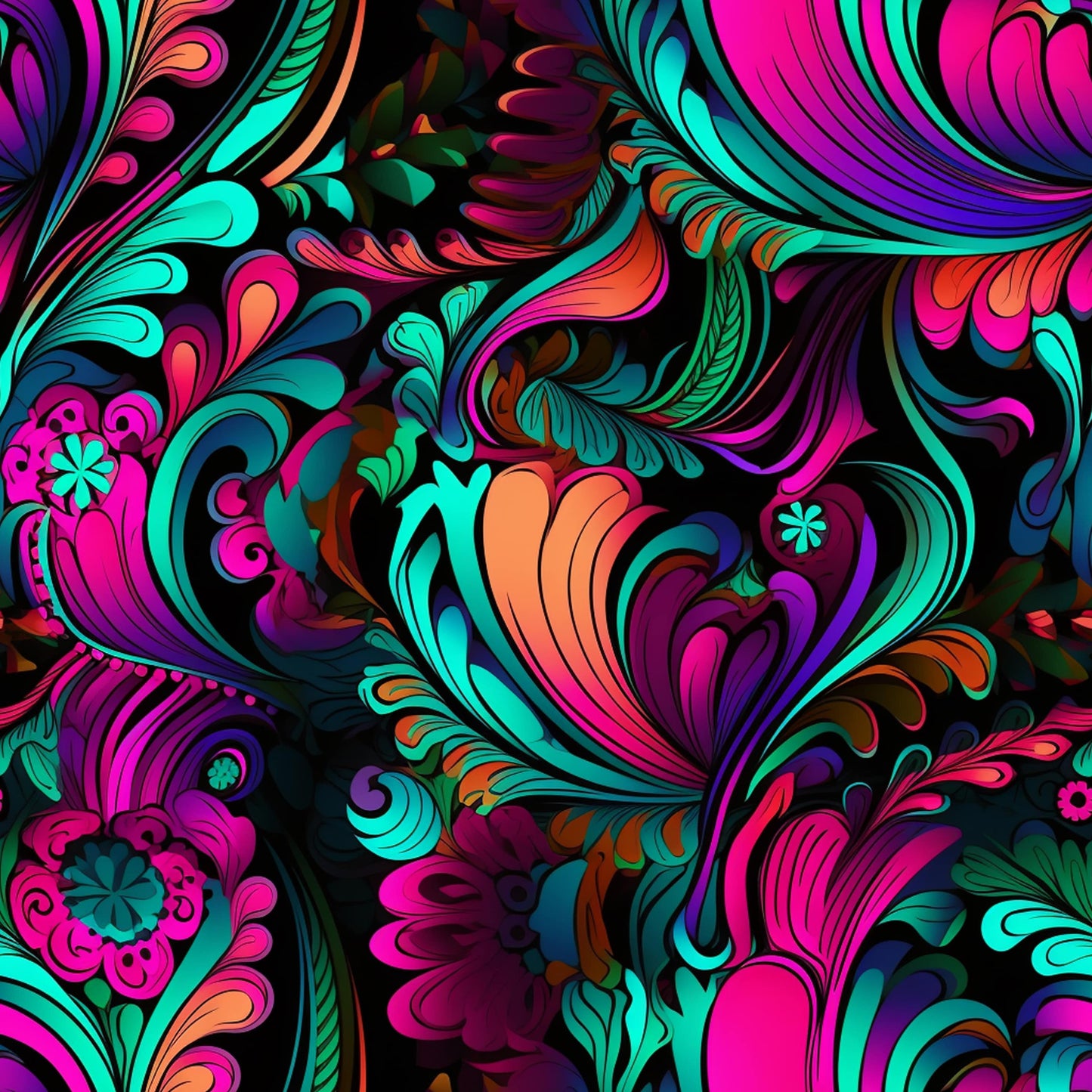 Neon Paisley Pattern 9 Quilting Cotton Fabric