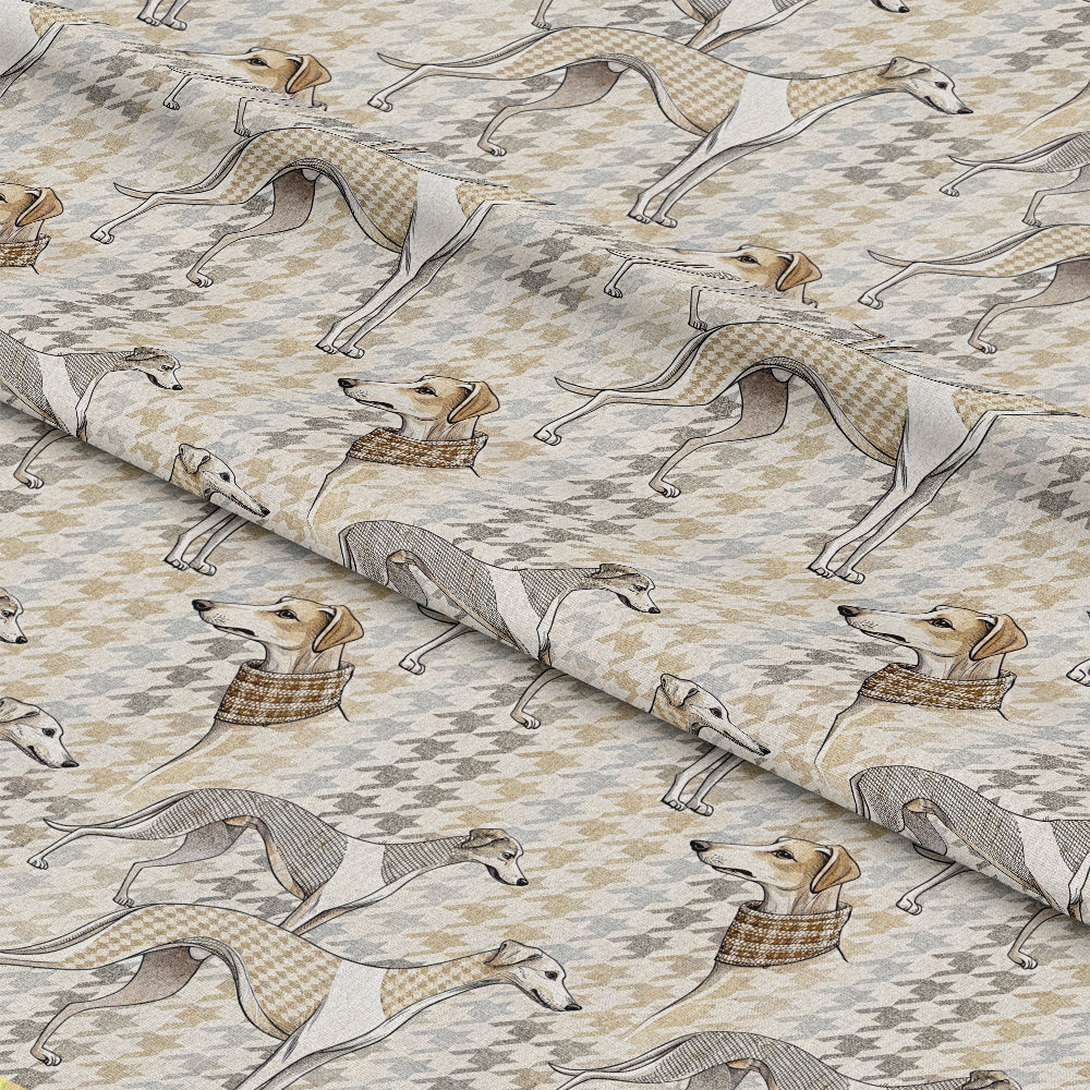 Neutral Houndstooth Pattern 10 Quilting Cotton Fabric