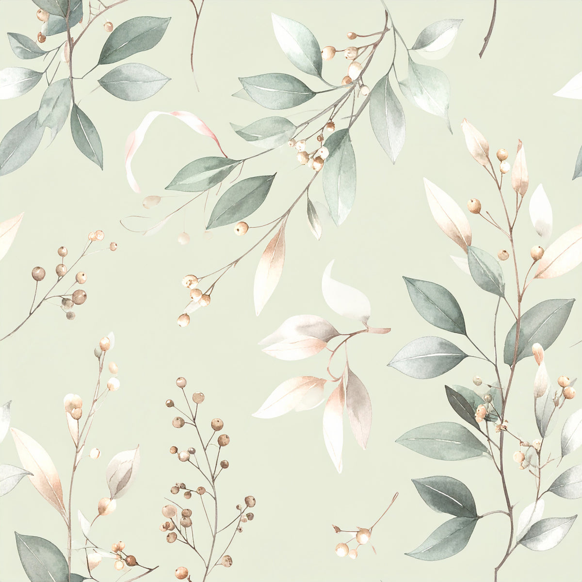 Neutral Sage Tidings Pattern 12 Quilting Cotton Fabric