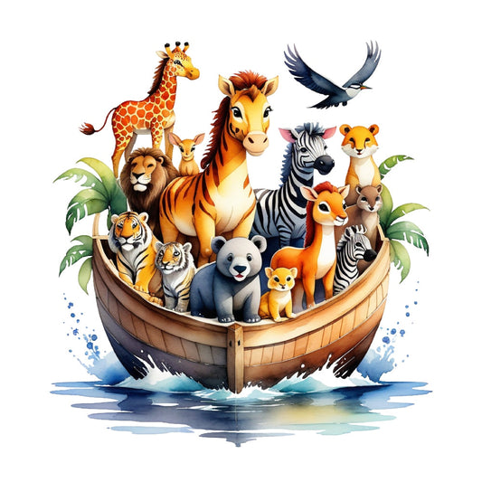 Noah's Ark Round Fabric Panel 10
