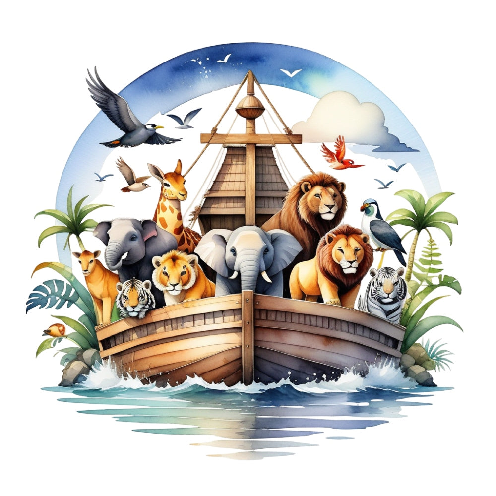 Noah's Ark Round Fabric Panel 4