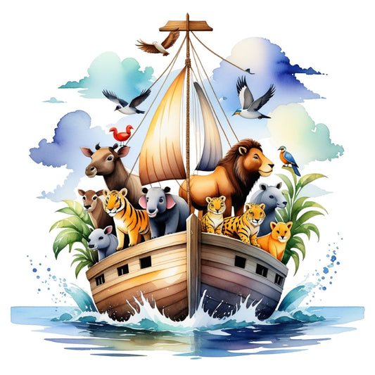 Noah's Ark Round Fabric Panel 5