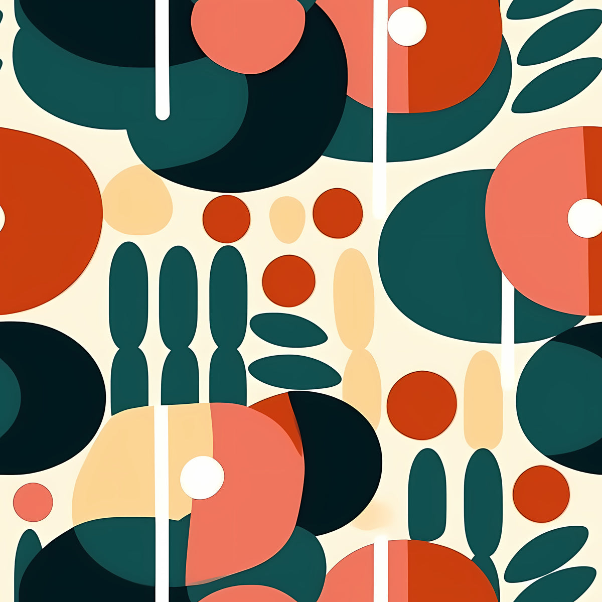 Nordic Retro Shapes Pattern 14 Quilting Cotton Fabric