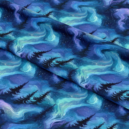 Northern Lights Forest Pattern 14 Quilting Cotton Fabric