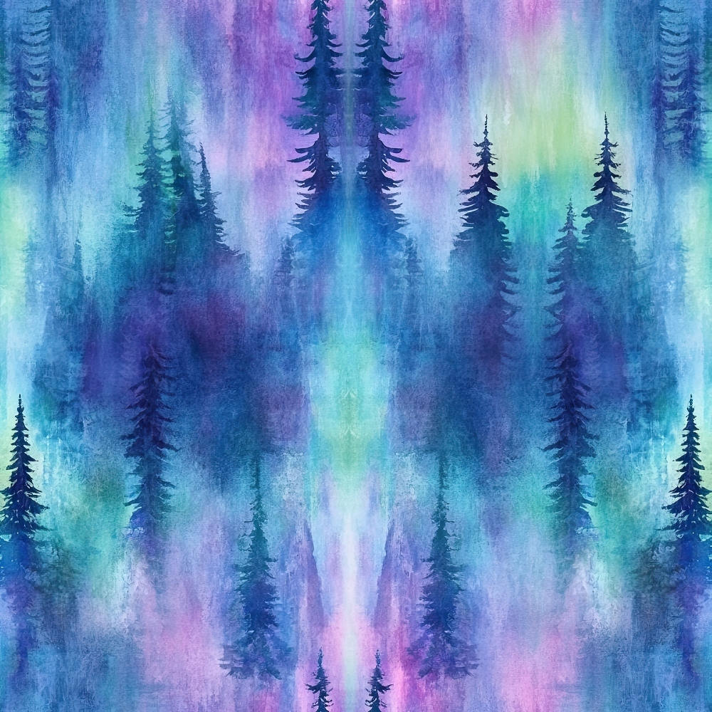 Northern Lights Forest Pattern 15 Quilting Cotton Fabric