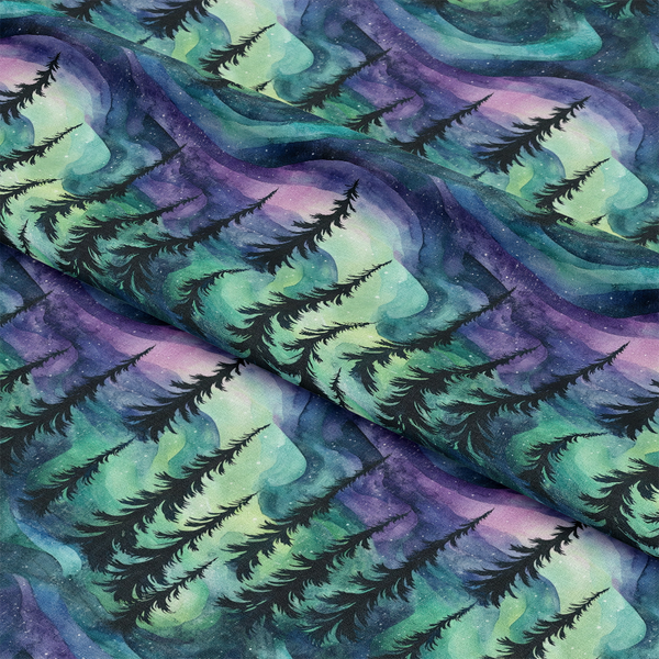 Northern Lights Forest Pattern 16 Quilting Cotton Fabric ...