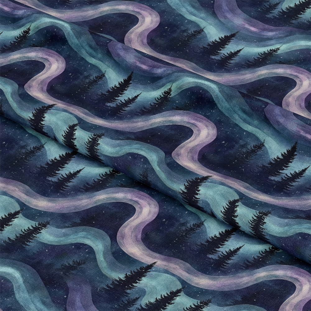 Northern Lights Forest Pattern 17 Quilting Cotton Fabric