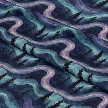 Northern Lights Forest Pattern 17 Quilting Cotton Fabric
