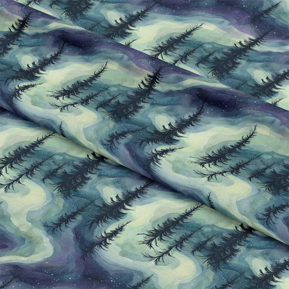 Northern Lights Forest Pattern 18 Quilting Cotton Fabric