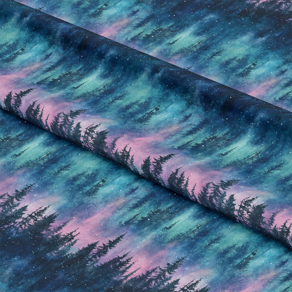 Northern Lights Forest Pattern 19 Quilting Cotton Fabric