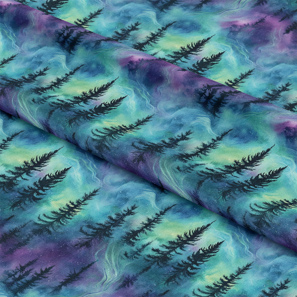 Northern Lights Forest Pattern 21 Quilting Cotton Fabric ...