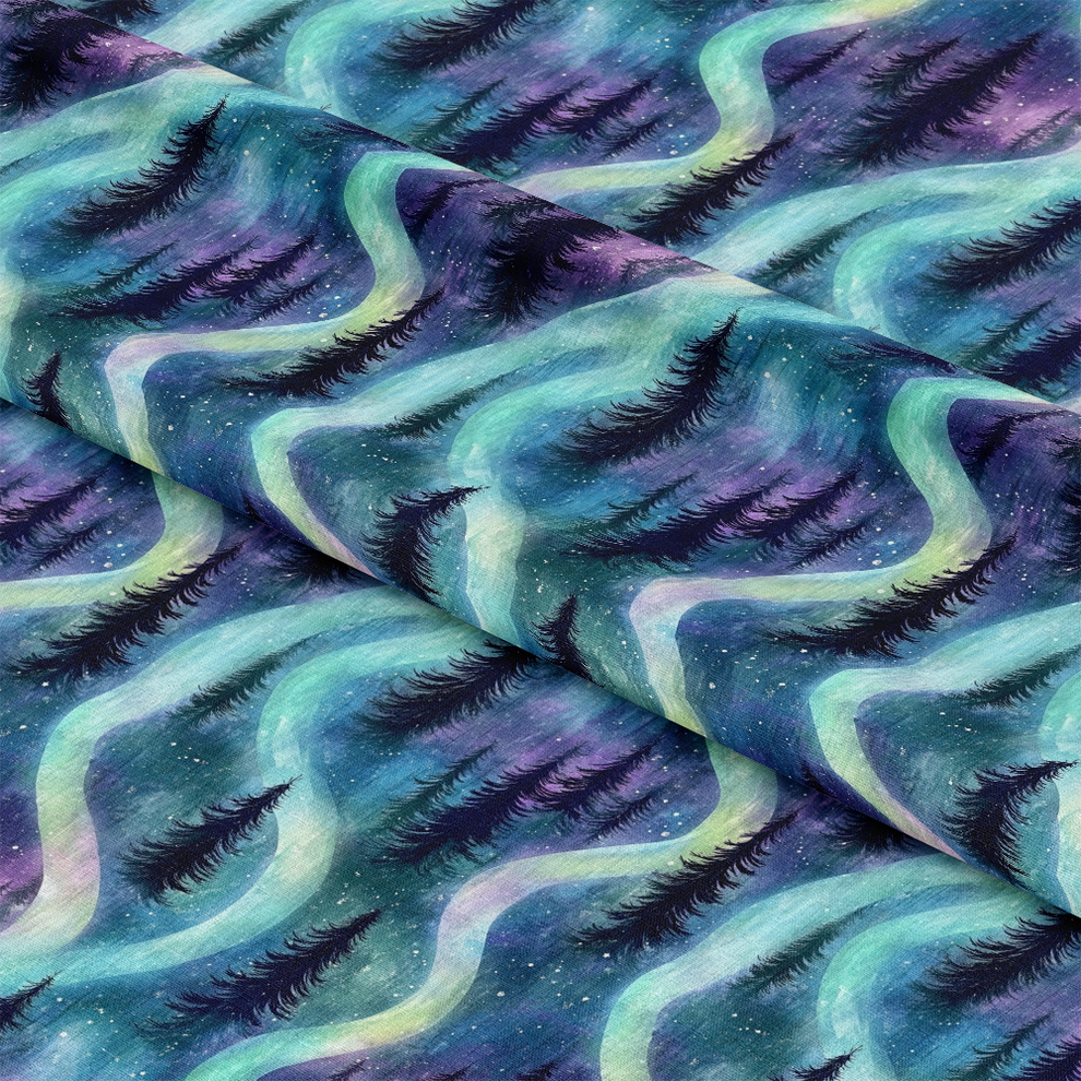Northern Lights Forest Pattern 28 Quilting Cotton Fabric ...