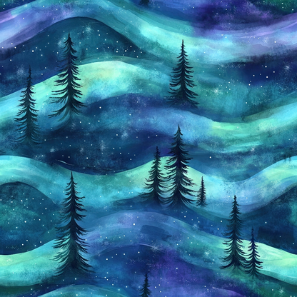 Northern Lights Forest Pattern 29 Quilting Cotton Fabric