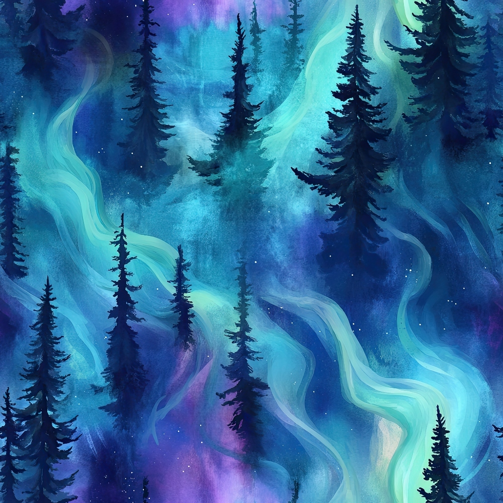 Northern Lights Forest Pattern 30 Quilting Cotton Fabric ...
