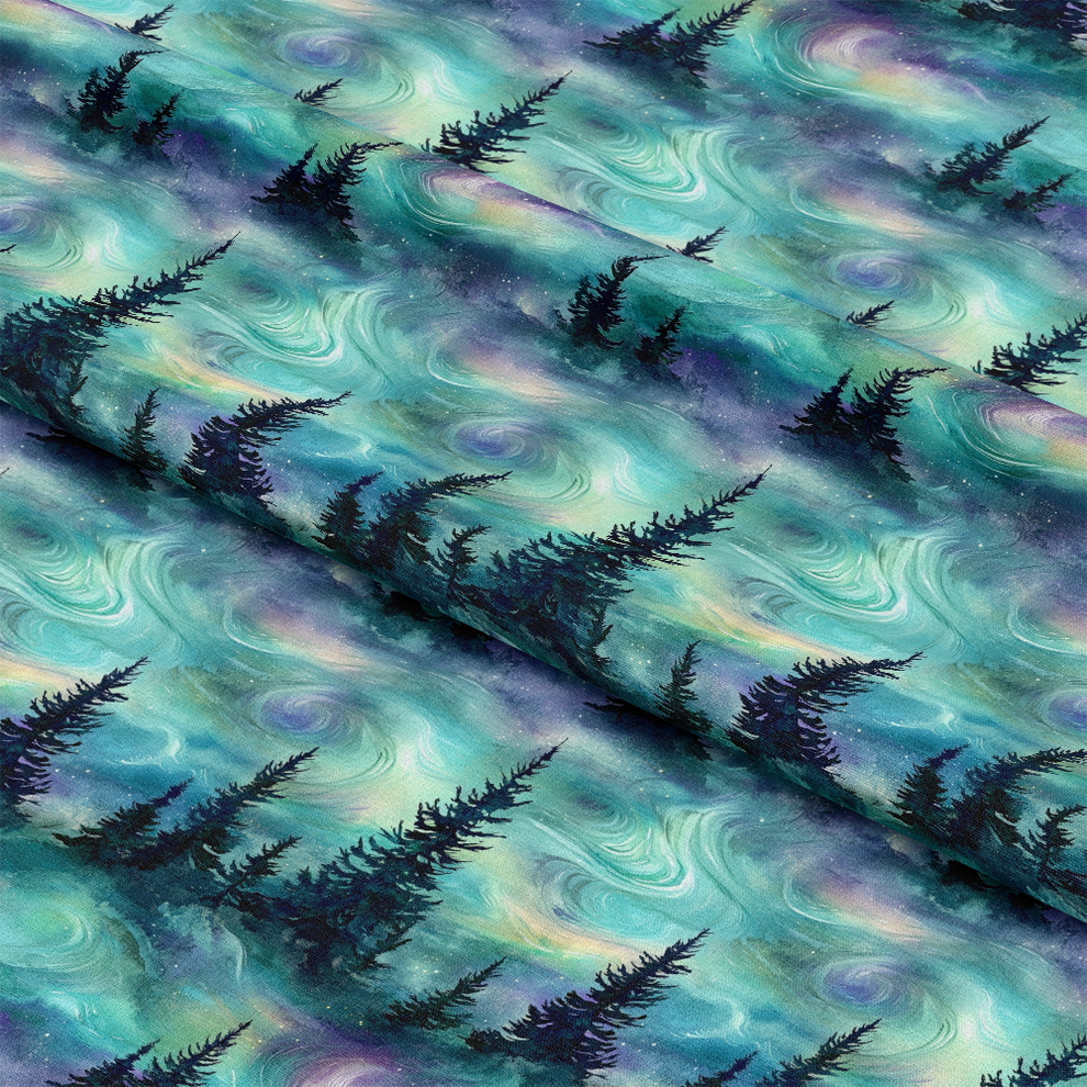 Northern Lights Forest Pattern 31 Quilting Cotton Fabric ...