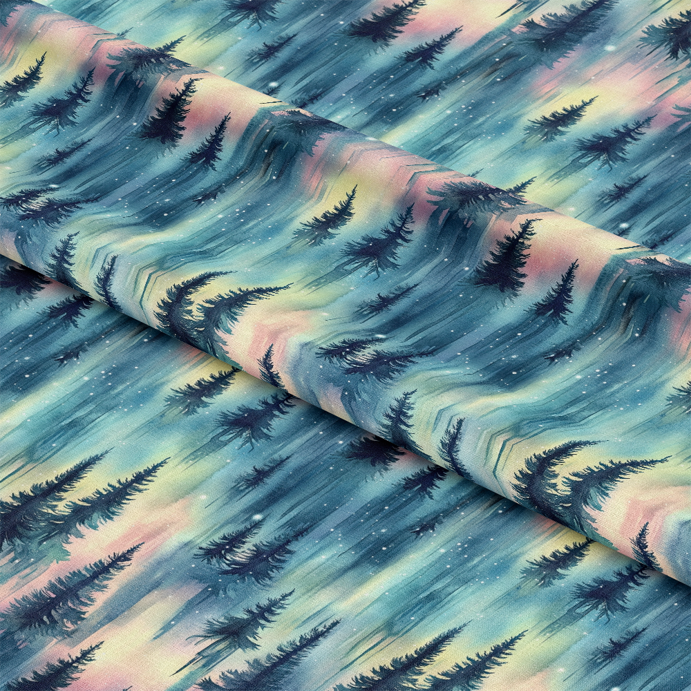 Northern Lights Forest Pattern 33 Quilting Cotton Fabric