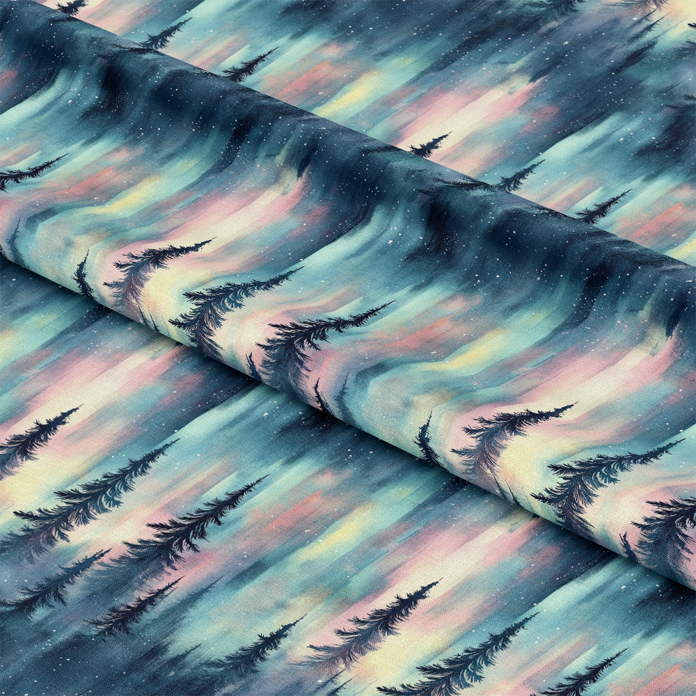 Northern Lights Forest Pattern 34 Quilting Cotton Fabric