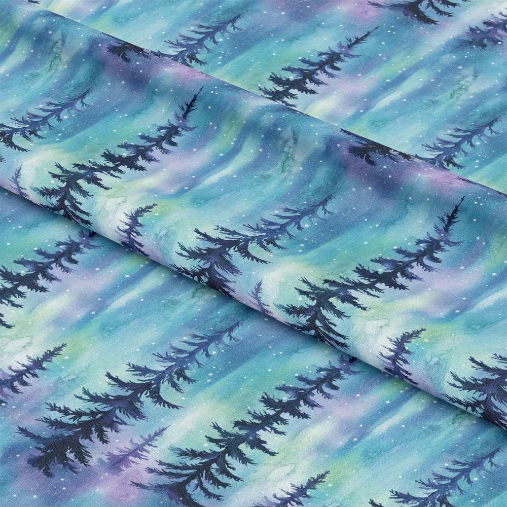 Northern Lights Forest Pattern 3 Quilting Cotton Fabric