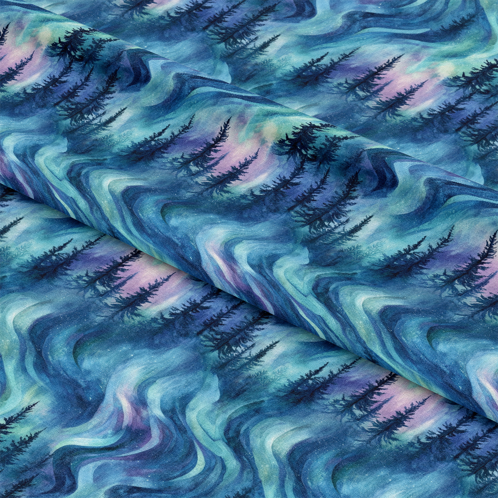 Northern Lights Forest Pattern 6 Quilting Cotton Fabric